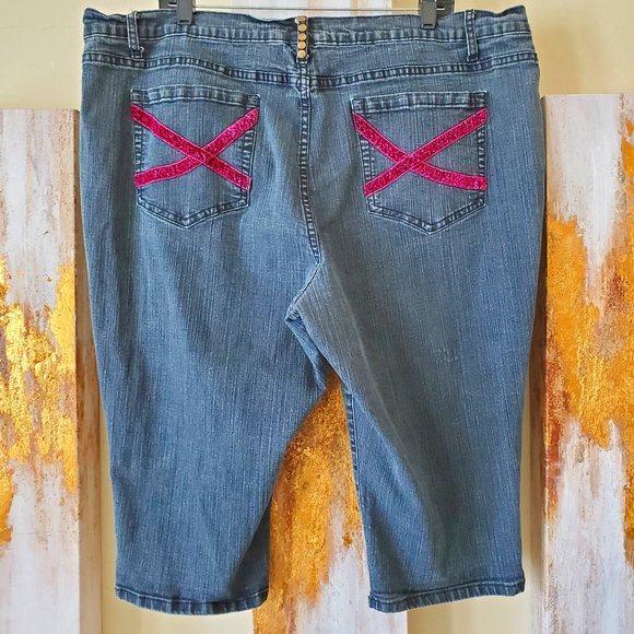 Destiny Platinum Women's Blue/Black Capri Jeans Pants SZ 22 - Picture 5 of 8